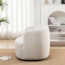 Beige Polyester Barrel Chair with Swivel (Set of 1)