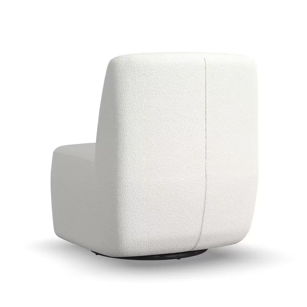 Nico White Boucle Fabric Swivel Accent Chair