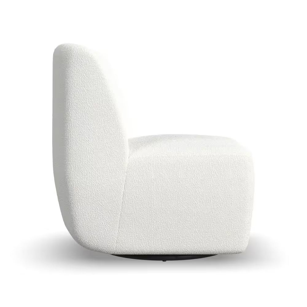 Nico White Boucle Fabric Swivel Accent Chair