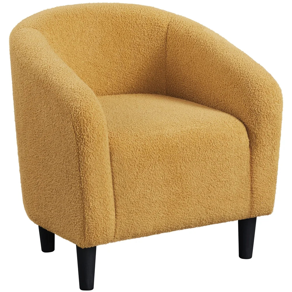 Modern Upholstered Boucle Accent Club Chair for Living Room, Mustard Yellow