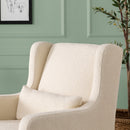 Adrian Swivel Glider with Storage Ottoman in Ivory Boucle